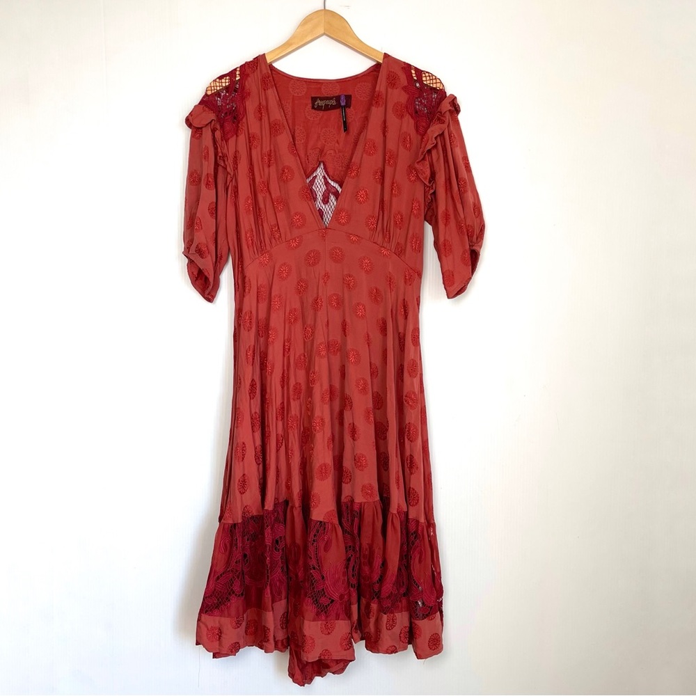 Free People Stevie Bobo Burnt Orange Red Midi Dress - Picture 5 of 14